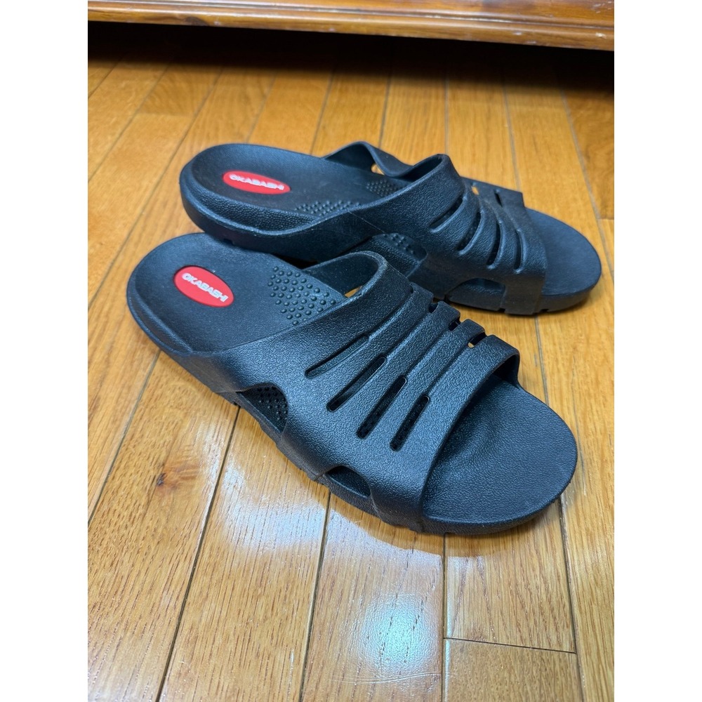 Okabashi Surf Mens Slide Sandals Black Size L 7.5-8.5 USA‎ Made Comfort Shower